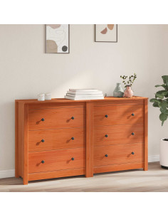 Credenza con cassetto 2 pcs Marrone Cera 140 x 35 x 80 cm