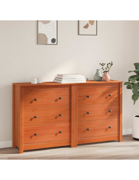 Credenza con cassetto 2 pcs Marrone Cera 140 x 35 x 80 cm