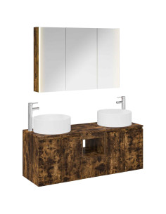 Set di Armadi da Bagno 4 pcs Rovere Fumo 103,5 x 15,5 x 70 cm