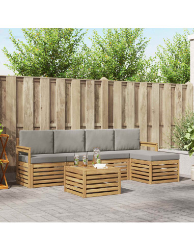 Set di divani da esterno 6 pcs Bianco e Grigio Chiaro