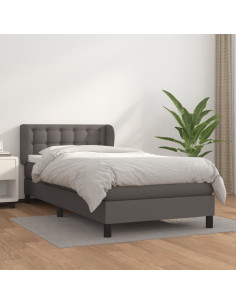 Giroletto a Molle con Materasso Grgio 80x200 cm in Similpelle