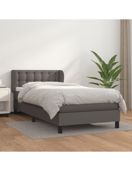 Giroletto a Molle con Materasso Grgio 80x200 cm in Similpelle