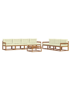 Set di divani da esterno con cuscino 8 pcs Naturale e Crema 2