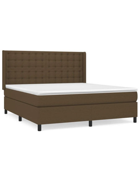 Giroletto a Molle con Materasso Marrone Scuro 160x200cm Tessuto