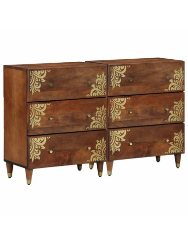 Credenza con cassetto 2 pcs marrone ambrato 60 x 33 x 75 cm