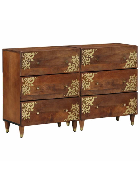 Credenza con cassetto 2 pcs marrone ambrato 60 x 33 x 75 cm