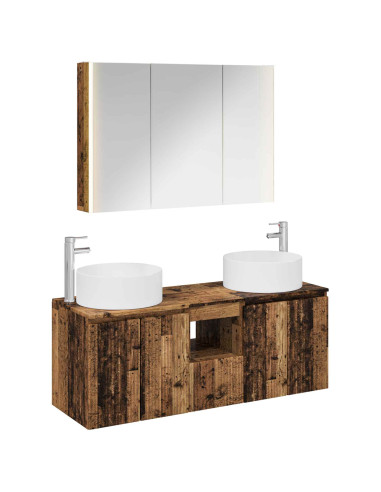 Set di Armadi da Bagno 4 pcs Legno antico 103,5 x 15,5 x 70 cm
