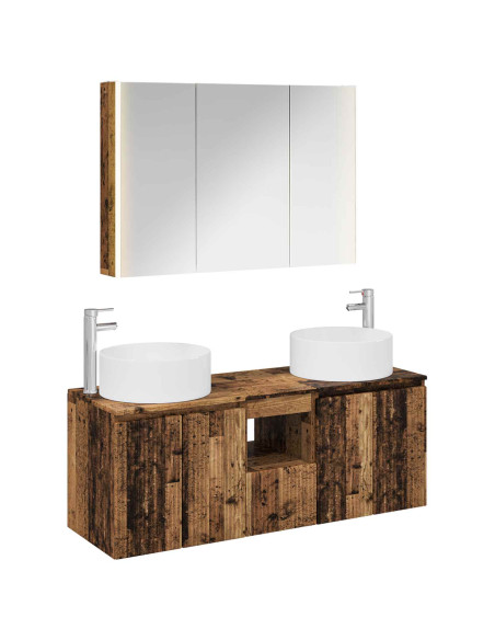 Set di Armadi da Bagno 4 pcs Legno antico 103,5 x 15,5 x 70 cm