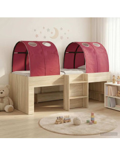 Letto con Tunnel 3 pz Rovere Sonoma e Rosso