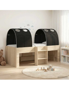 Letto con Tunnel 3 pz Rovere Sonoma e Nero Legno ingegnerizzato