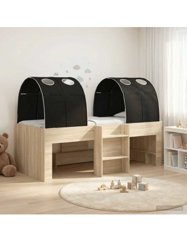Letto con Tunnel 3 pz Rovere Sonoma e Nero Legno ingegnerizzato