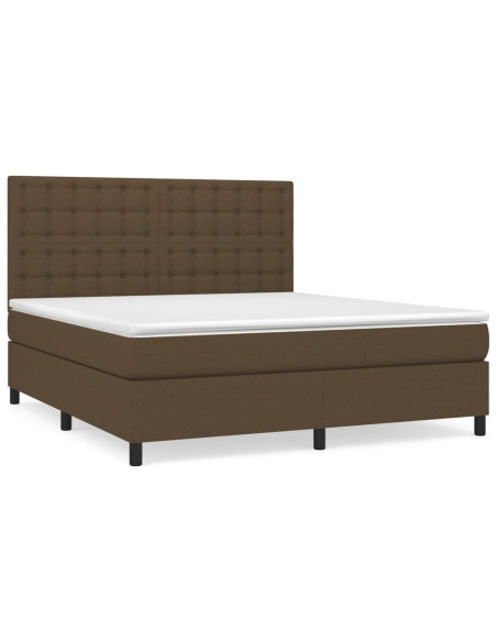 Giroletto a Molle con Materasso Marrone Scuro 160x200cm Tessuto