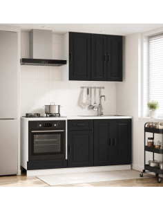 Unità Cucina PORTO 5 pcs Nero Legno ingegnerizzato