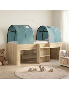 Letto con Tunnel 3 pz Rovere Sonoma e Azzurro