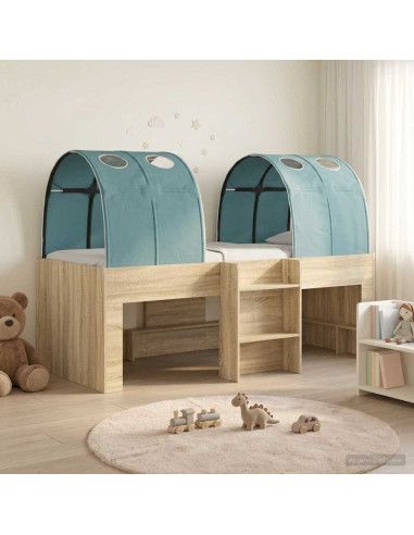Letto con Tunnel 3 pz Rovere Sonoma e Azzurro