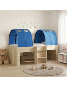 Letto con Tunnel 3 pz Rovere Sonoma e Blu Legno ingegnerizzato