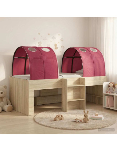 Letto con Tunnel 3 pz Rovere Sonoma e Rosso