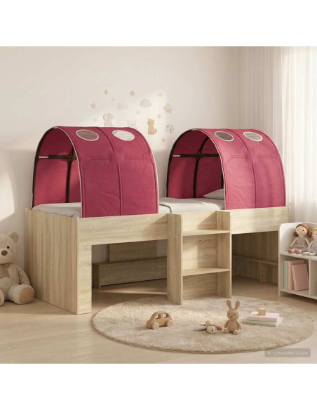 Letto con Tunnel 3 pz Rovere Sonoma e Rosso
