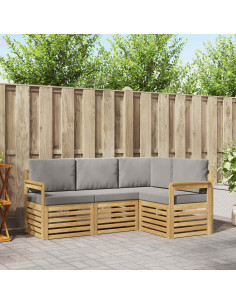 Set di divani da esterno 4 pcs Bianco e Grigio Chiaro