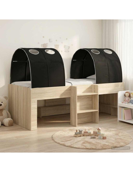 Letto con Tunnel 3 pz Rovere Sonoma e Nero Legno ingegnerizzato