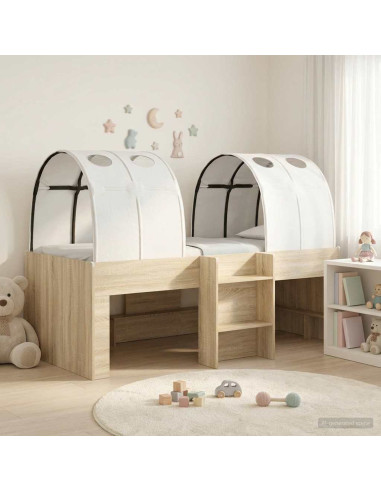 Letto con Tunnel 3 pz Rovere Sonoma e Bianco