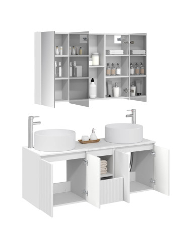 Set di Armadi da Bagno 4 pcs Bianco 103,5 x 15,5 x 70 cm