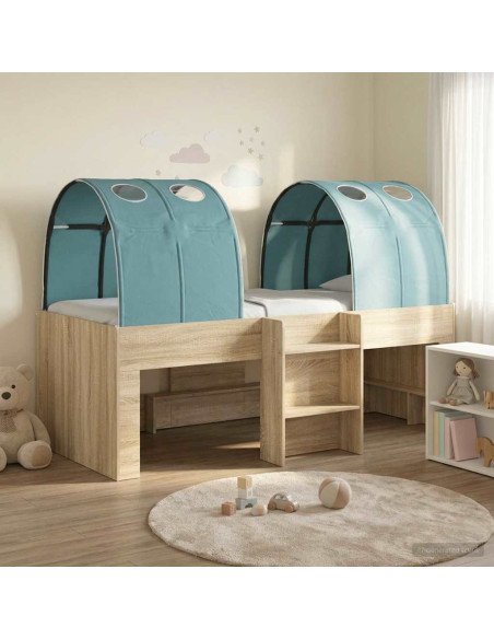 Letto con Tunnel 3 pz Sonoma e Azzurro Chiaro
