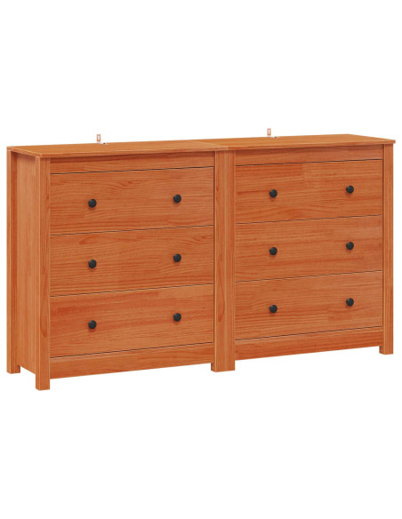 Credenza con cassetto 2 pcs Marrone Cera 140 x 35 x 80 cm
