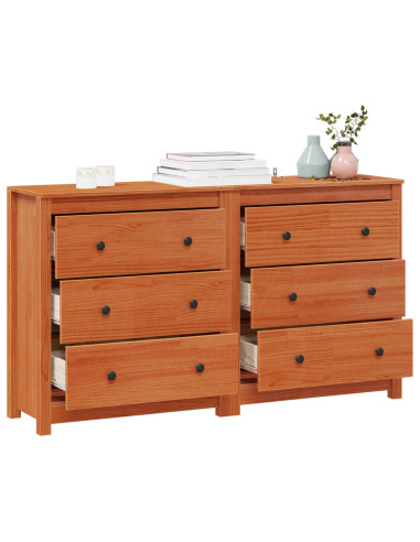 Credenza con cassetto 2 pcs Marrone Cera 140 x 35 x 80 cm