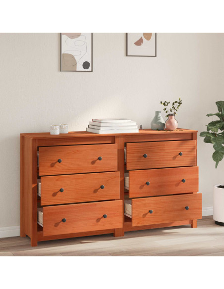 Credenza con cassetto 2 pcs Marrone Cera 140 x 35 x 80 cm