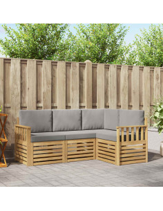 Set di divani da esterno 4 pcs Bianco e Grigio Chiaro
