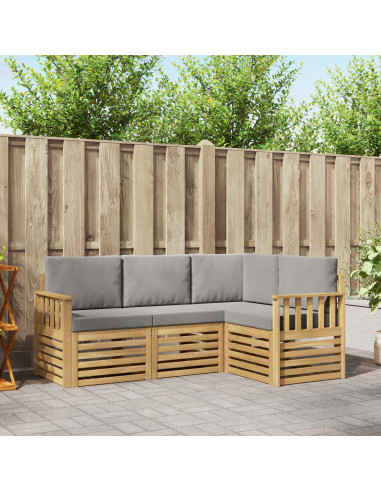 Set di divani da esterno 4 pcs Bianco e Grigio Chiaro