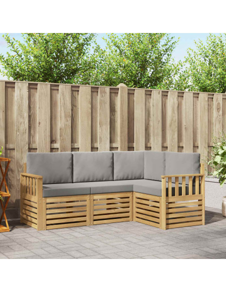 Set di divani da esterno 4 pcs Bianco e Grigio Chiaro
