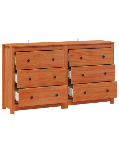 Credenza con cassetto 2 pcs Marrone Cera 140 x 35 x 80 cm