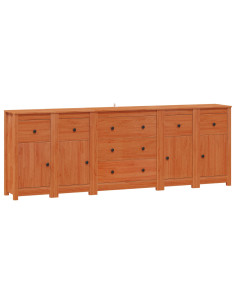 Credenza 5 pcs Marrone Cera Legno di pino massiccio 2