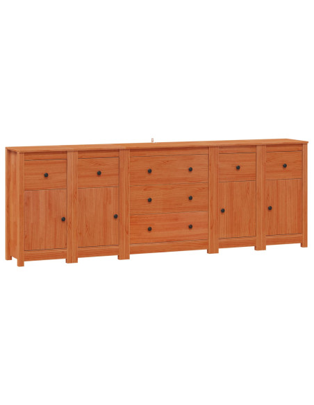 Credenza 5 pcs Marrone Cera Legno di pino massiccio