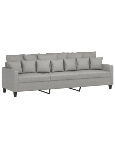 Divano a 3 Posti Grigio Chiaro 210 cm in Tessuto 2
