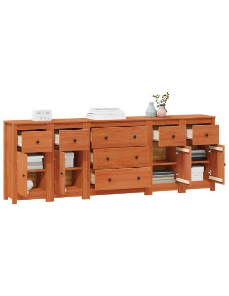 Credenza 5 pcs Marrone Cera Legno di pino massiccio