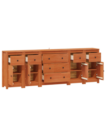 Credenza 5 pcs Marrone Cera Legno di pino massiccio