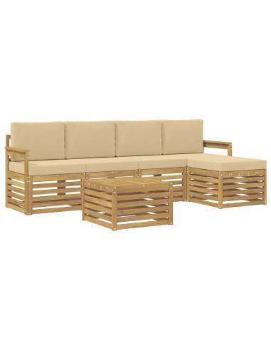 Set di divani da esterno 6 pcs Bianco e Beige 59 x 59 x 37 cm