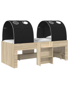 Letto con Tunnel 3 pz Rovere Sonoma e Nero Legno ingegnerizzato 2