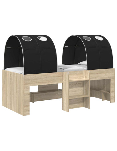 Letto con Tunnel 3 pz Rovere Sonoma e Nero Legno ingegnerizzato