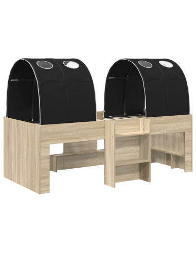 Letto con Tunnel 3 pz Rovere Sonoma e Nero Legno ingegnerizzato