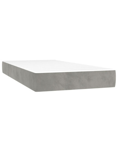 Materasso a Molle Insacchettate Rigidità Media Grigio Chiaro 100x203x20cm Twin XL in Velluto