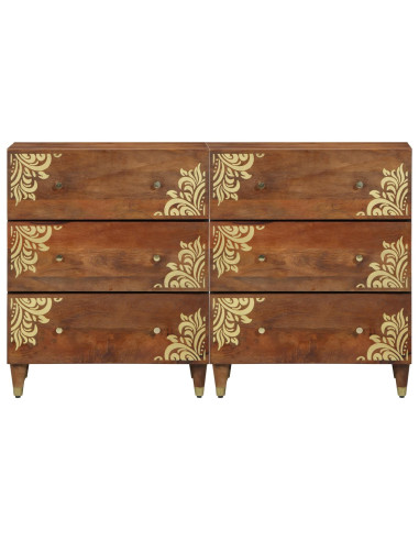 Credenza con cassetto 2 pcs marrone ambrato 60 x 33 x 75 cm