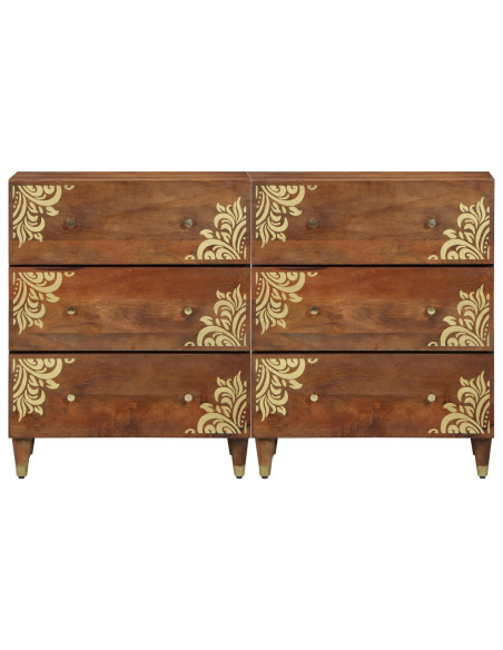 Credenza con cassetto 2 pcs marrone ambrato 60 x 33 x 75 cm