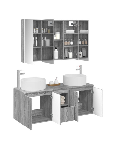 Set di Armadi da Bagno 4 pcs Sonoma grigio 103,5 x 15,5 x 70 cm