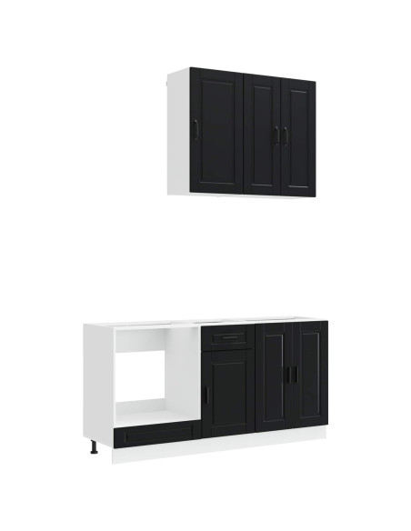 Unità Cucina PORTO 5 pcs Nero Legno ingegnerizzato