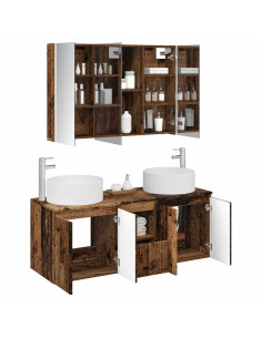 Set di Armadi da Bagno 4 pcs Legno antico 103,5 x 15,5 x 70 cm 2
