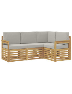 Set di divani da esterno 4 pcs Bianco e Grigio Chiaro 2